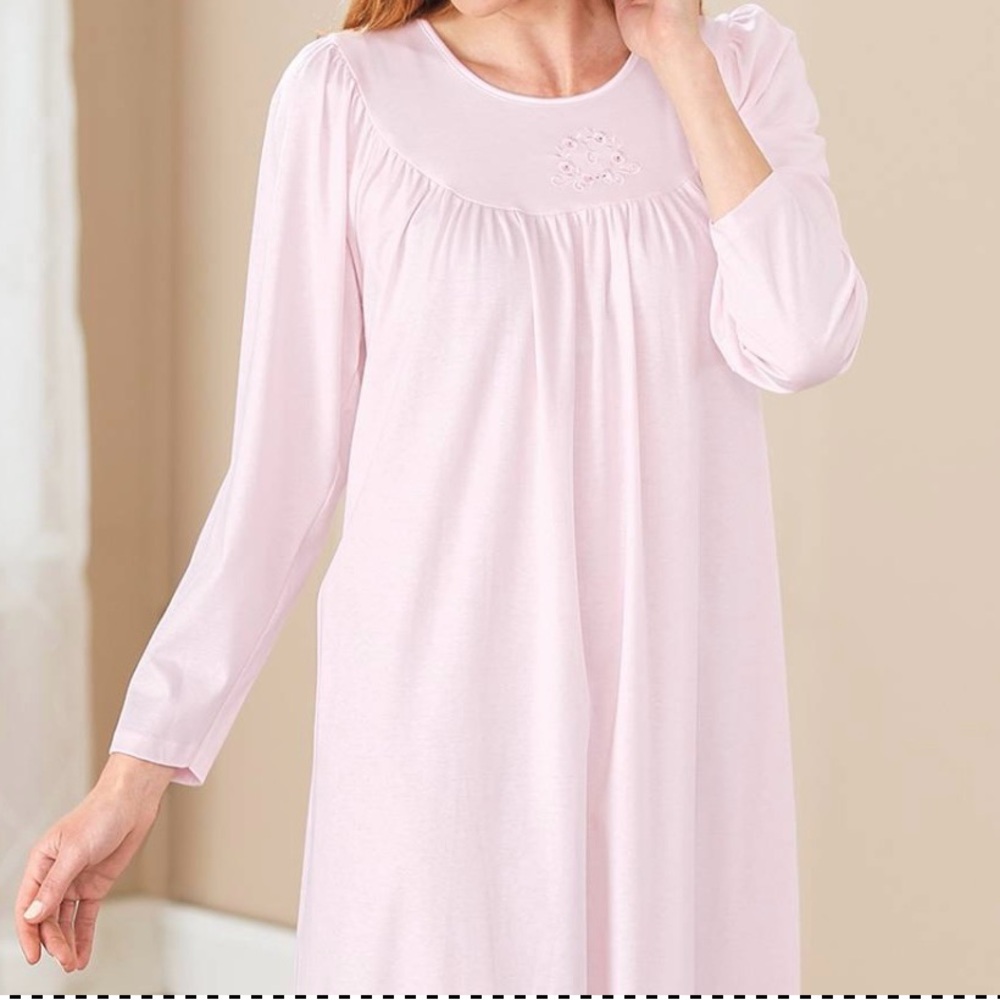 Cuddledown Calida Pink Long Sleeve Nightgown | M | 100% cotton